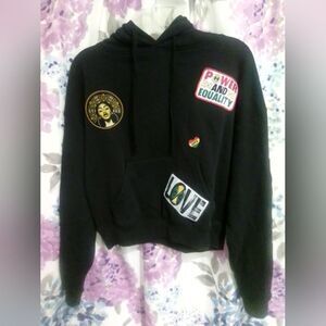 Unisex Cross Colours Patches Hoodie - Black, Size (XS) LIKENEW!